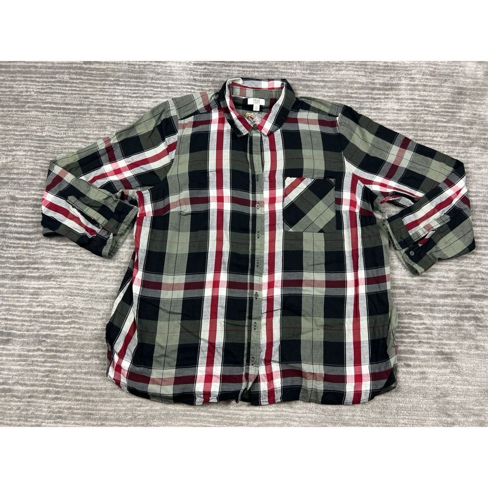 True Craft Shirt Mens 3X Multicolor Plaid Longsleeve Button Up Cotton Blend NWT